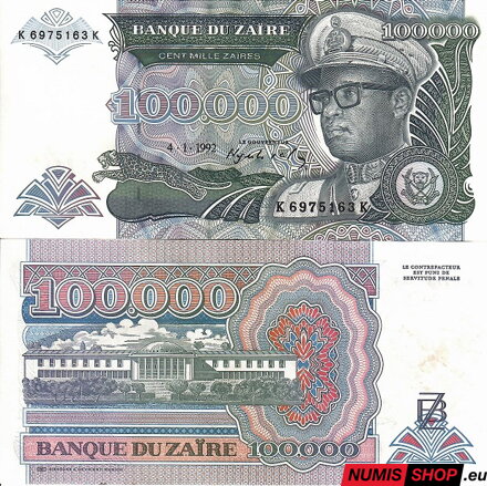 Zair - 100 000 zaires - 1992 - UNC