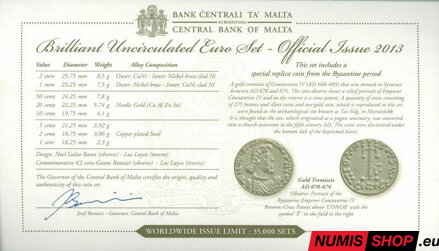Sada Malta 2013 + pamätné 2 euro - holandská mincovňa - certifikát