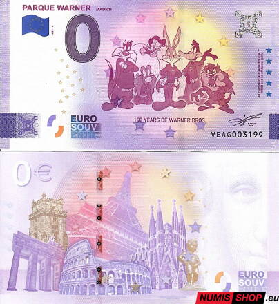 Španielsko - 0 euro souvenir - Parque Warner - Madrid - Bugs Bunny