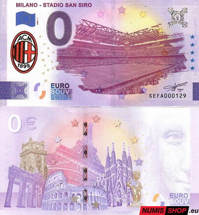 Taliansko - 0 euro souvenir - Milano - Stadio San Siro - AC Milano