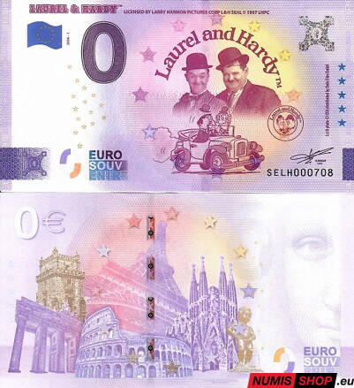 Taliansko - 0 euro souvenir - Laurel and Hardy
