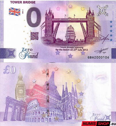 Veľká Británia - 0 euro souvenir - Tower Bridge 2023