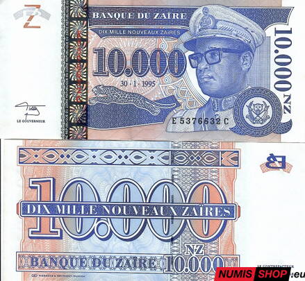 Zair - 10 000 nouveaux zaires - 1995 - UNC