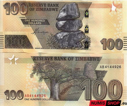 Zimbabwe - 100 dollars - 2020 - UNC