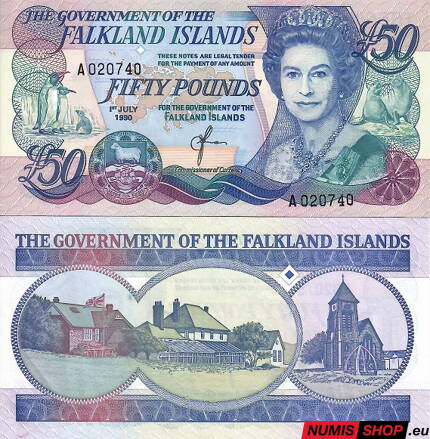 Falklandy - 50 pounds - 1990 - UNC