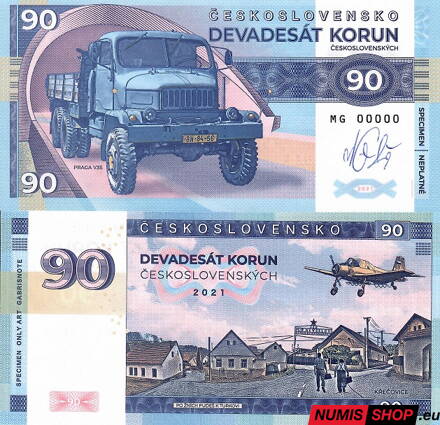 Gábriš - 90 korún - Praga V3S - anulát s podpisom