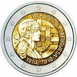 Portugalsko 2 euro 2010 - 100. výročie Portugalskej republiky - UNC