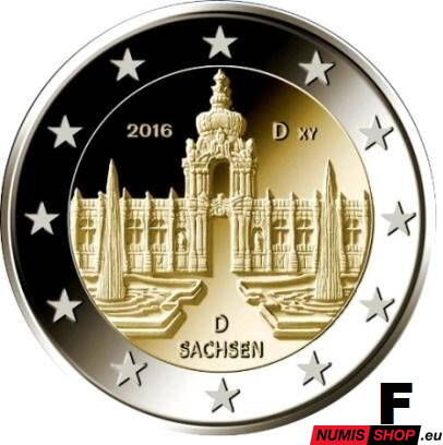 Nemecko 2 euro 2016 - Sasko - F - UNC