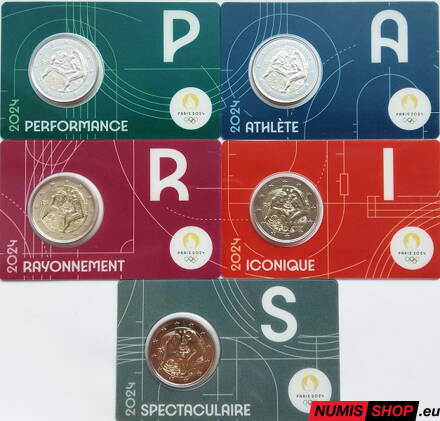 Francúzsko 5 x 2 euro 2024 - OH Paríž 2024 - COIN CARD komplet