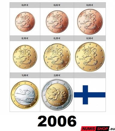 Sada Fínsko 2006 - 1 cent - 2 euro - UNC