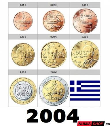 Sada Grécko 2004 - 1 cent - 2 euro - UNC 