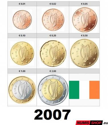 Sada Írsko 2007 - 1 cent - 2 euro - UNC 