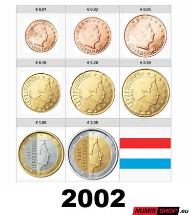 Sada Luxembursko 2002 - 1 cent - 2 euro - UNC 