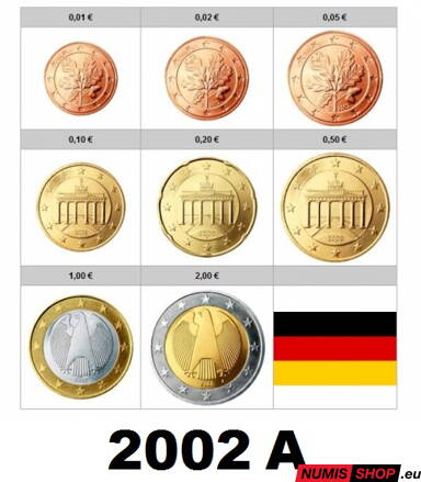 Sada Nemecko 2002 A - 1 cent - 2 euro - UNC