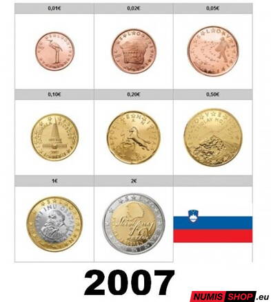 Sada Slovinsko 2007 1 cent - 2 euro - UNC